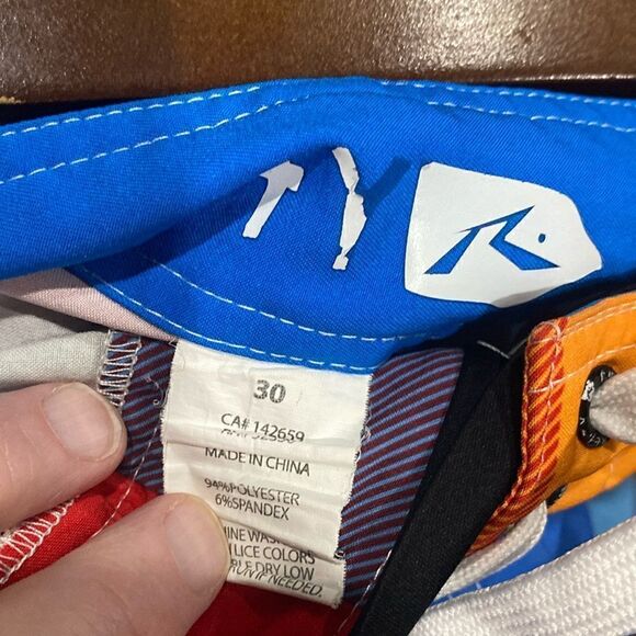 Rusty‎ Men’s Board Shorts Patchwork Front Tie Swimwear Size 30 - Picture 3 of 6